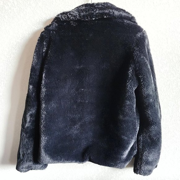 Jou Jou Black Notch-Collar Faux-Fur Jacket Coat - Picture 4 of 8
